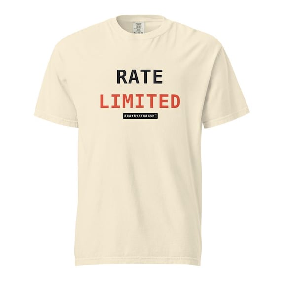 rate limited tee, shown flat so the design reads