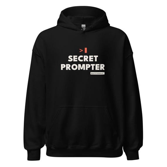 secret prompter tee, shown flat so the design reads